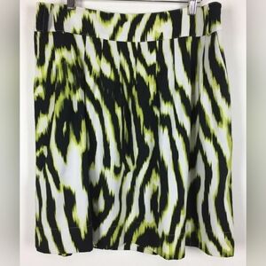 Black Neon Yellow A Line Zebra Print Side Zip with Pockets Sz 8